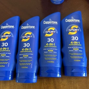 4 Coppertone Sport 4-in-1 Sunscreen Lotion SPF 30 7oz Exp 5/2026+ - Picture 1 of 2