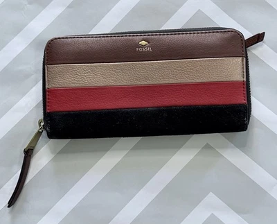 Cartera Muñequera Fossil Sydney Multicolor Acordeón Cuero y Gamuza Foto 1 de 4