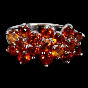925 Anello Argento Sterling Rotondo Citrino 4mm Naturale Gemma Gioielli Misura 8 - Foto 1 di 14