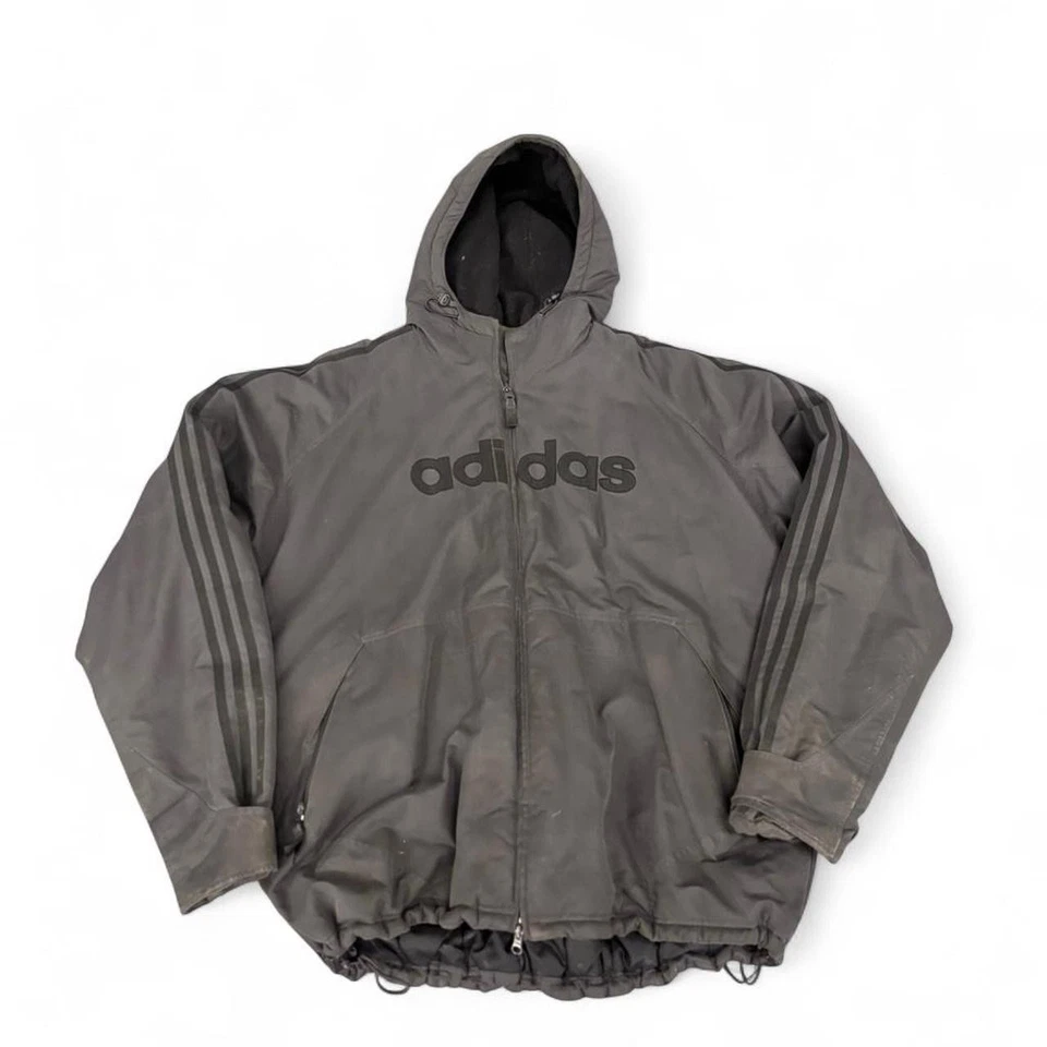 Adidas Vintage Años 90 Gris Con Capucha Cremallera Completa Chaqueta Pesada Exterior Talla L Hombre’s  Foto 1 de 4
