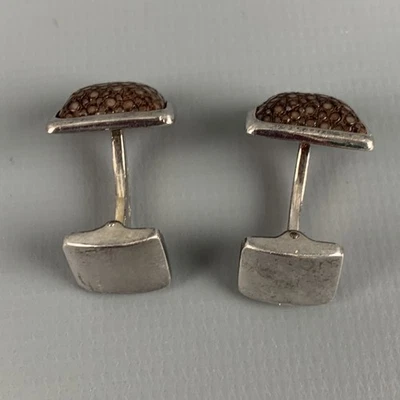 Hobbs & Kent Argent Marron Texturé Argent Sterling Manchettes - Photo 1/4