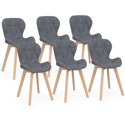 Lot de 6 chaises ROBINE en tissu gris foncé pour salle à manger - Photo 1/4