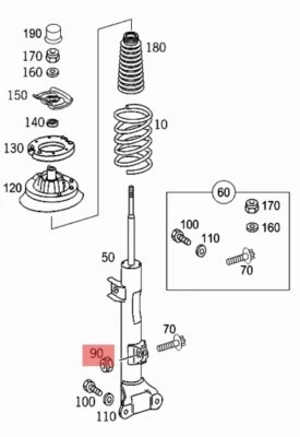 MERCEDES W204/212/203/209/207/218/171 DADO M14 AMMORTIZZATORE OEM A0019908454 - Immagine 1 di 4