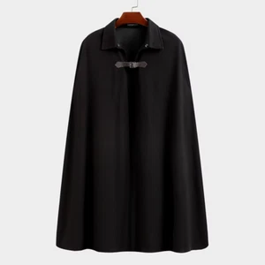 Fashion Men Cloak Coats Lapel Solid Color One Button Cape Trench Streetwear 2023 - Picture 1 of 13