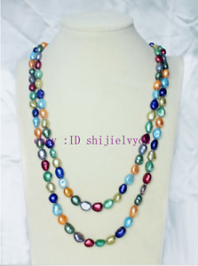 New Genuine Natural Multicolor Baroque Freshwater Pearl Necklace 48 inch