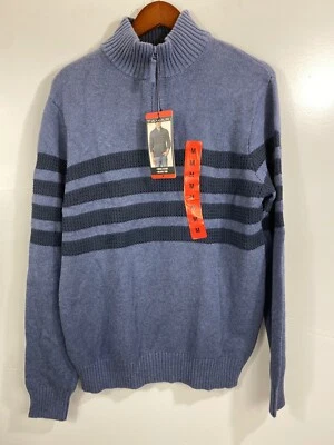 Nueva sudadera para hombre Tahari cuarto cremallera azul mediana #644 Foto 1 de 4