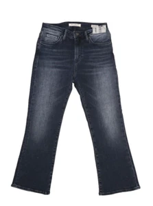 Mavi Anika Mid Rise Crop Flare Denim Black Jeans Wide Leg Stretch Womens 27 - Picture 1 of 13