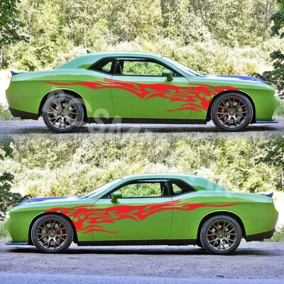 1 par de pegatinas calcomanías llama fuego estilo coche carrocería lateral adornos gráficos decoración Foto 1 de 4