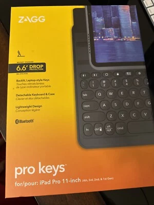 Teclado inalámbrico ZAGG Pro Keys con estuche desmontable para iPad Pro 11" y iPad Air Foto 1 de 3