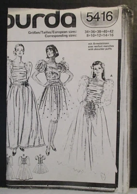 Burda Pattern 5416 Misses Bridal Gown Long & Short Formal Dresses Size 8-16 - Image 1 of 4
