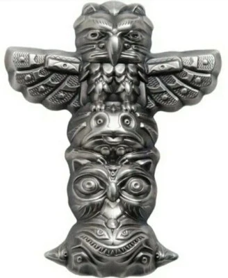 2018 $10 Palau TOTEM POLE Antique Finish 2 Oz Silver Coin. - Image 1 of 4