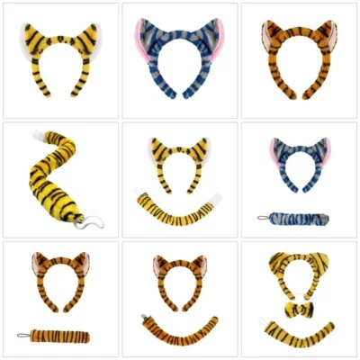 Kids Animal Costumes Tigre Ears Headband Bowtie Tail 2/3pcs - Image 1 of 4