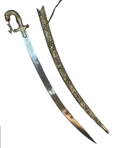 Espada de boda india artesanal Rajput con funda dorada empuñadura 34 pulgadas - Imagen 1 de 14