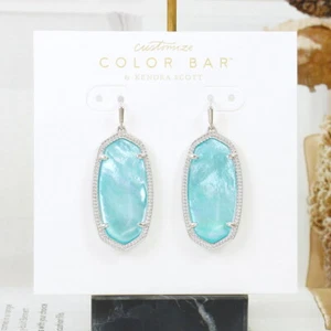 NWOT Kendra Scott Elle Aqua Illusion Drop earring Silver Tone - Picture 1 of 6