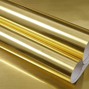 17.7×118 GOLD CONTACT PAPER STAINLESS STEEL PEEL AND STICK WALLPAPER REMOVABLE - Picture 1 of 8