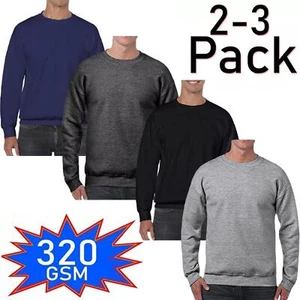 Sudadera lisa para hombre Jersey Suéter Pullover Trabajo Informal Top Paquete de 2 y 3 - Imagen 1 de 40