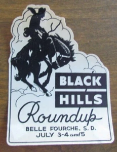 VINTAGE, ORIGINAL, 1942, BLACK HILLS ROUNDUP BELLE FORCHE, PAPIERETIKETT AUFKLEBER - Bild 1 von 6