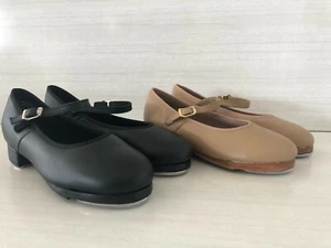 BUCKLE TAP SHOES with DOUBLE FORESOLES - BLACK or TAN - Leather - Taps Attached - Picture 1 of 11