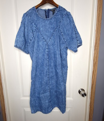 VETEMENTS Abito a tubino Millenium taglia L denim lavato acido chambray manica a sbuffo 100% cotone