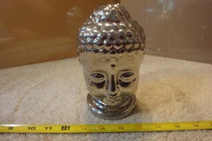 Cerámica, vidrio cromado 6" cabeza de Buda estatua, estatuilla, ídolo. - Imagen 1 de 5