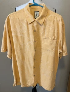 Jamaica Jaxx Washable Silk Hawaiian Floral Shirt, Light Orange, Pocket, Size L - Picture 1 of 5