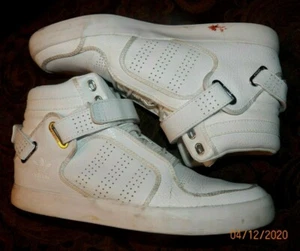 ADIDAS ADI RISE MID ALL WHITE SNEAKERS (G09350) US MEN'S SIZE 10 PRE-OWND NO BOX - Picture 1 of 7