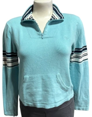 VINTAGE Roxy Women's Sweater Sweatshirt 1/4 Zip Surfer Skater Beach Ocean Size L - Image 1 of 4