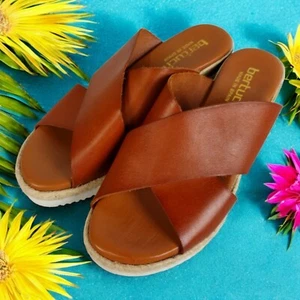 Bertuchi Women's Sandals Leather Slip On Wedge Brown Women’s Size 7.5" US/38 EU - Picture 1 of 15