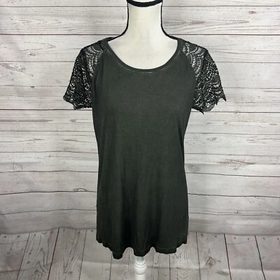 Camiseta Top Dantelle Mujer Manga Encaje Talla Mediana Verde Oscuro Nueva Con Etiquetas Foto 1 de 4