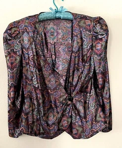 Giacca Vintage Cachet by Bari Protas Metallica Geometrica Manica Lunga s 11/12 EXC! - Foto 1 di 6