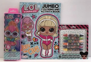 3pc LOL Surprise Gift Set Jumbo Coloring Activity Book Crayons Watercolors Set - Picture 1 of 10