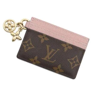 LOUIS VUITTON Card Case Porto Carte LV Bag Charm Monogram Rose Ballerine M82739 - Picture 1 of 8