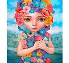 Painting By Numbers Girl Covered In Flowers Cute Design Canvas House Decorations