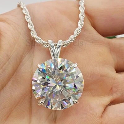 RARE 12.00 Ct Certified White Diamond Solitaire Pendant-FREE Diamond Studs ! - Image 1 of 4