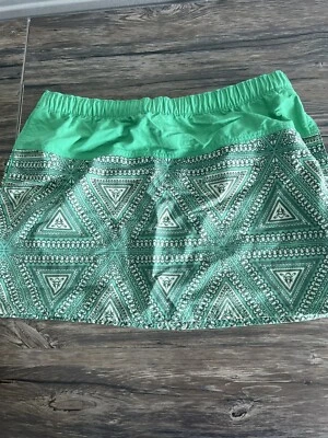 Patagonia Skirt Womens Large Green Organic Cotton Stretch Geometric Print - Image 1 of 4