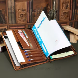 Genuine Leather Folder Business Portfolio Document Tablet Case For iPad Pro 12.9 - Picture 1 of 19