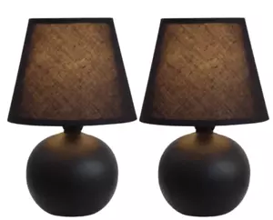 Simple Designs Mini Ceramic Globe Table Lamp 2 Pack Set Black - Picture 1 of 1