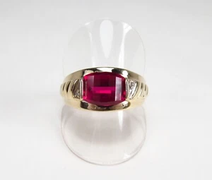 PreOwned Designer SHR NY USA 10K Gold 3.0ct Red Garnet Mens Signet Ring Sz 11.25 - Picture 1 of 15