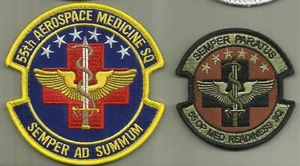 2 - 55. LUFT- UND WELTRAUMMEDIZIN SQ USAF PATCHES OFFUTT NEBRASKA SOLDAT ARZT KRANKENSCHWESTER - Bild 1 von 2