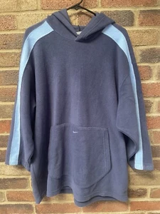 Vintage Rare Y2K Nike Center Swoosh Fleece Pancho Hoodie Big Pouch Lrg Blue/Navy - Picture 1 of 4