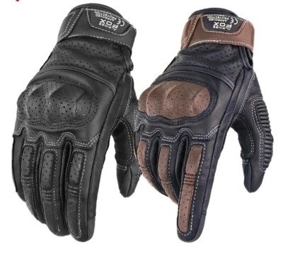 Sommer Leder Motorrad Handschuhe perforiert Motocross Unisex Vollfinger Biker - Bild 1 von 4