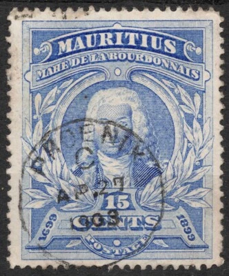 Mi:#90 SG136 1899 15 centavos MAURICIO Almirante Mahé de la Bourdonnais, usado Foto 1 de 2