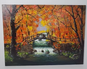 Dipinto olio firmato Kulas 18x24 anni 2000 alberi caduti caduta bosco paesaggio fiume - Foto 1 di 23