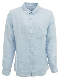 Light Blue Slim Fit Long Sleeve Linen Shirt With Pocket For Men Harris Wilson - Picture 1 of 10