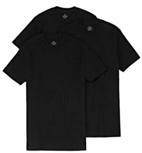 Stafford 3-Pack Men's 100% Cotton Heavy Weight Crew-Neck T-Shirt Black - Picture 1 of 3