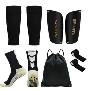 5PCS Set Football Socks Leg Guards Shin Pads Sports Training Leg Grip Soccer - Picture 1 of 11