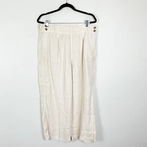 American Eagle Damen 16 Leinenmischung hoher Bund plissiert vorne fließend Hose - Bild 1 von 12