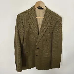 Brooks Brothers Blazer Mens 40 Wool Cashmere Olive Green/Brown Tailored Italy - Picture 1 of 9