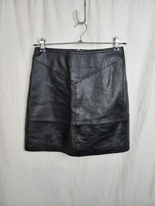 Urbancode Leather Mini Skirt 8 UK Black Lined Classic Rock Biker Punk Boho - Picture 1 of 24