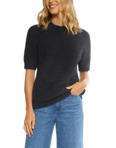 NWT Matty M Women's Short Sleeve Eyelash Sweater Black Size L $70 11HL313 - Picture 1 of 3